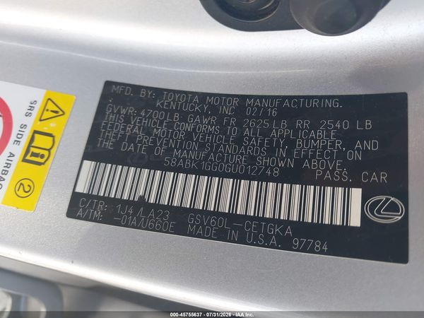 2016 LEXUS ES 350
