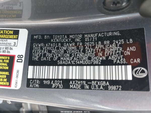 2021 LEXUS ES 300H 300h Premium
