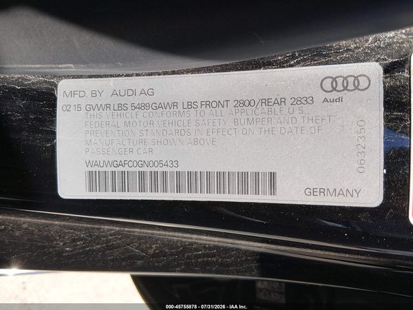 2016 AUDI A7 3.0T PREMIUM PLUS