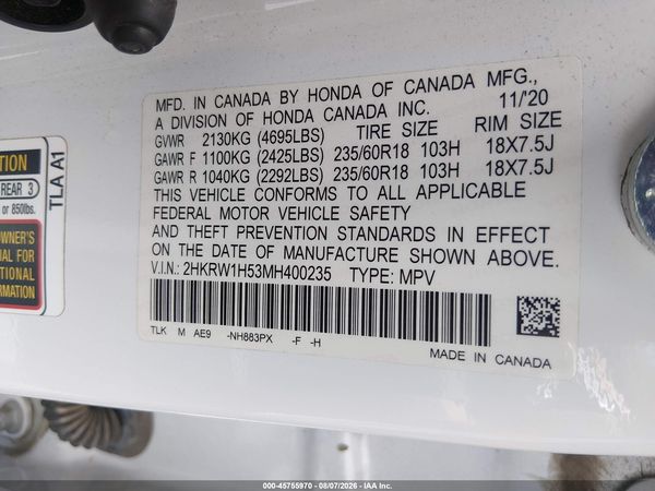 2021 HONDA CR-V 2WD EX