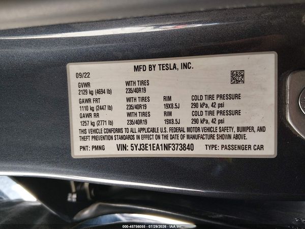 2022 TESLA MODEL 3 REAR-WHEEL DRIVE
