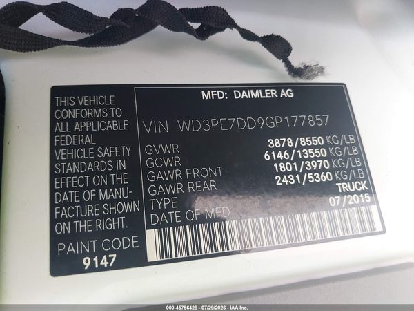 2016 MERCEDES-BENZ SPRINTER 2500 NORMAL ROOF