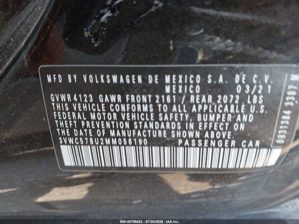 2021 VOLKSWAGEN JETTA 1.4T R-LINE/1.4T SE/S — I9