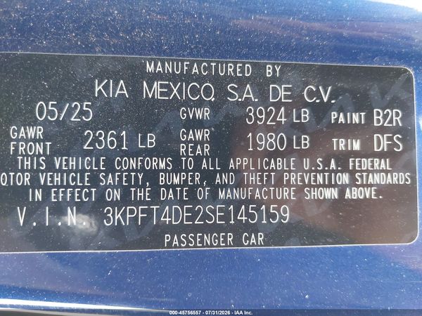 2025 KIA K4 LXS