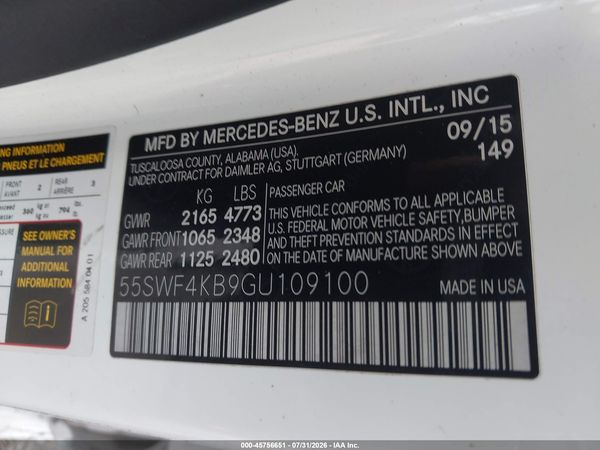 2016 MERCEDES-BENZ C 300 SPORT 4MATIC — I9
