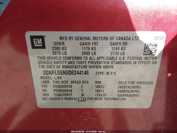 2013 CHEVROLET EQUINOX LTZ — I9