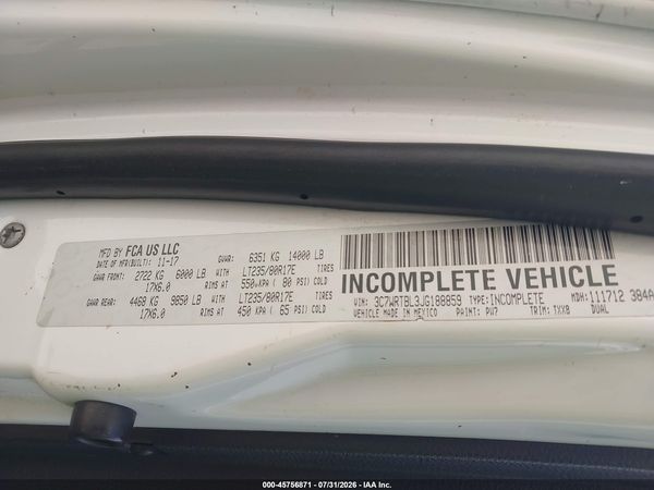 2018 RAM 3500 CHASSIS TRADESMAN/SLT