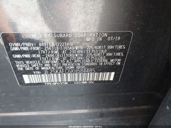 2019 SUBARU FORESTER PREMIUM — I9