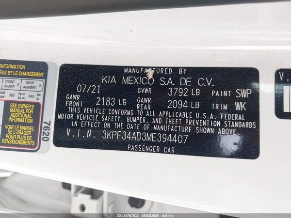 2021 KIA FORTE GT-LINE
