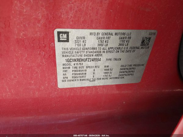 2015 CHEVROLET SILVERADO 1500 LT — I9