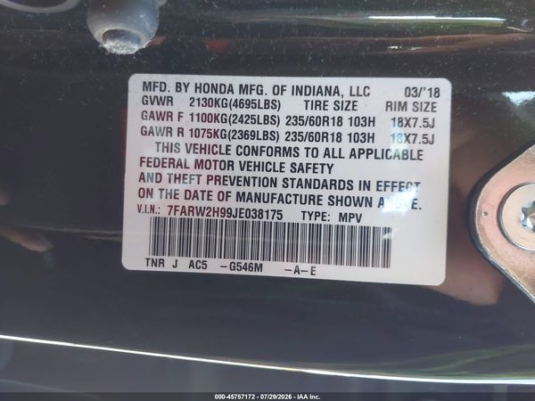 2018 HONDA CR-V TOURING