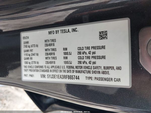 2024 TESLA MODEL 3 — I9