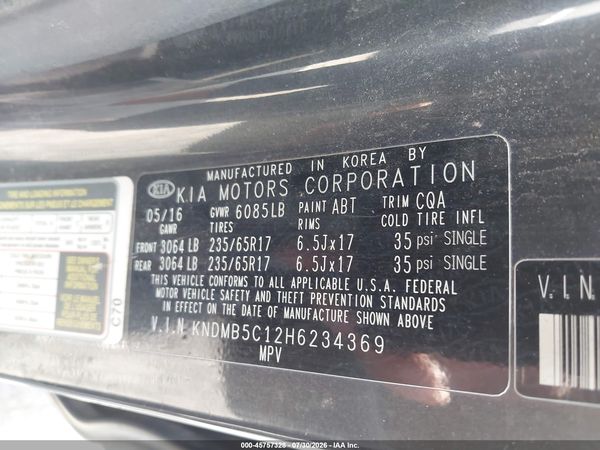 2017 KIA SEDONA LX