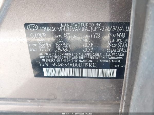 2020 HYUNDAI SANTA FE SEL
