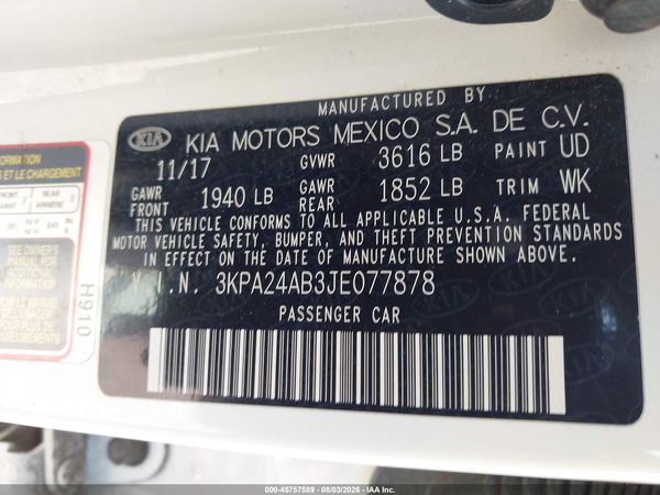 2018 KIA RIO S