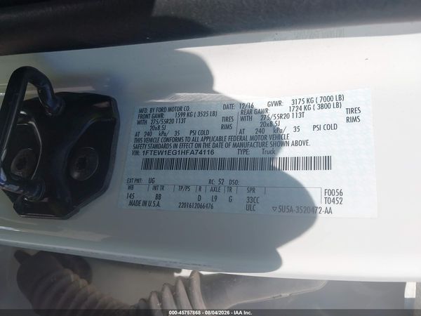 2017 FORD F-150 PLATINUM