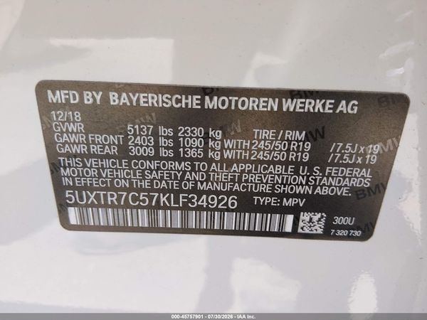 2019 BMW X3 SDRIVE30I