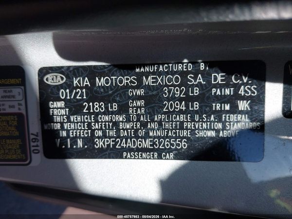 2021 KIA FORTE LXS