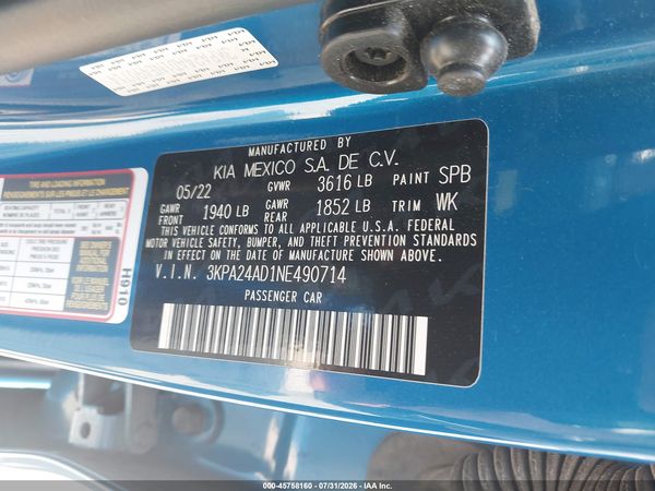 2022 KIA RIO S