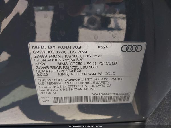 2024 AUDI Q8 E-TRON S LINE PREMIUM QUATTRO