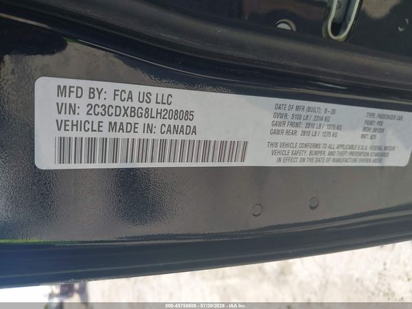 2020 DODGE CHARGER SXT RWD