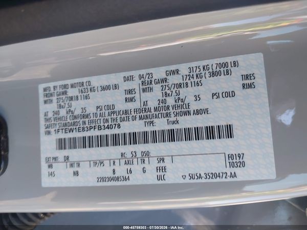 2023 FORD F-150 TREMOR