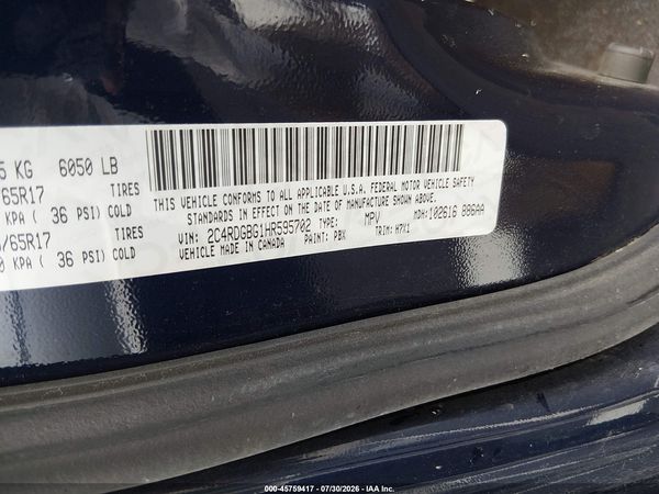 2017 DODGE GRAND CARAVAN SE — I9