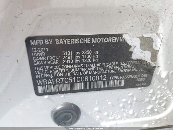 2012 BMW 535I