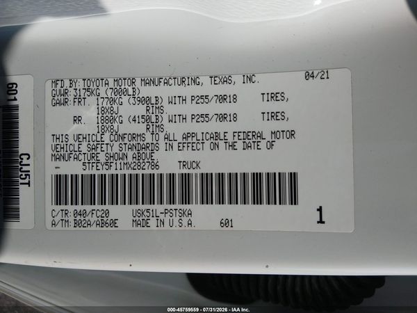 2021 TOYOTA TUNDRA SR5