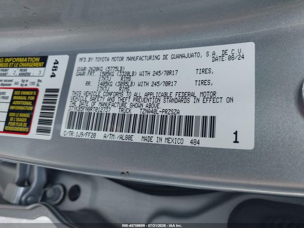 2024 TOYOTA TACOMA SR5 — I9