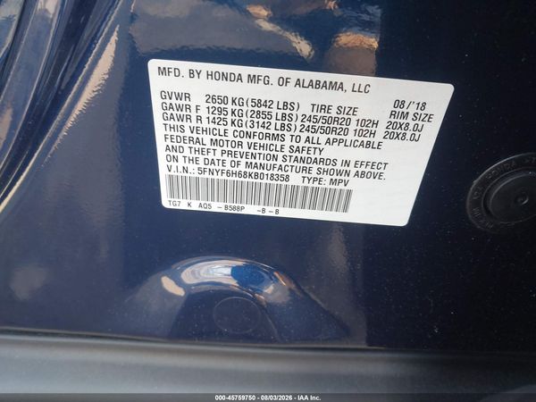 2019 HONDA PILOT TOURING