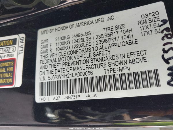 2020 HONDA CR-V 2WD LX