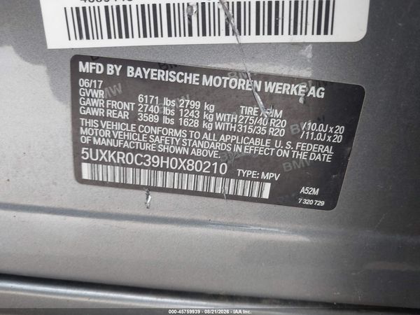 2017 BMW X5 XDRIVE35I — I9
