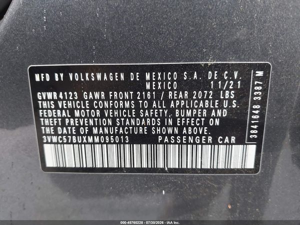 2021 VOLKSWAGEN JETTA 1.4T R-LINE/1.4T SE/S — I9