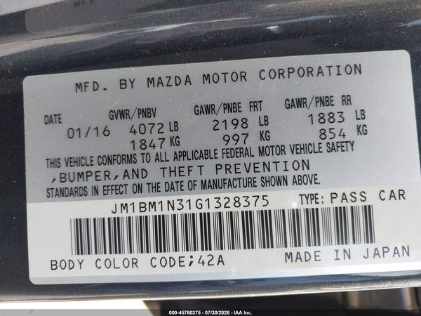 2016 MAZDA MAZDA3 S GRAND TOURING