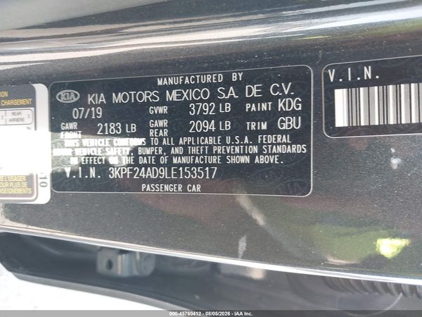 2020 KIA FORTE LXS