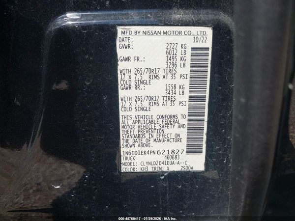 2023 NISSAN FRONTIER PRO-4X 4X4 — I9