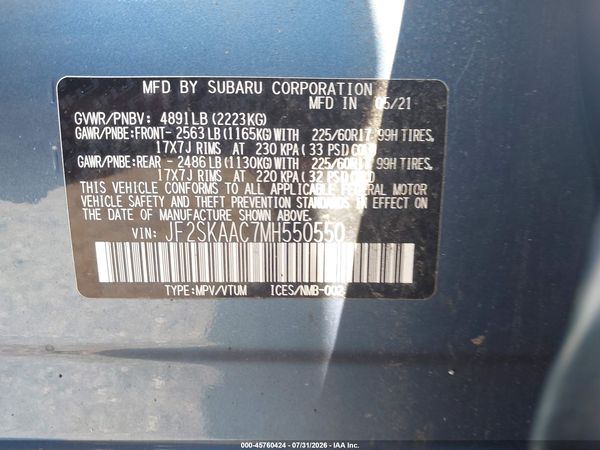 2021 SUBARU FORESTER Base — I9