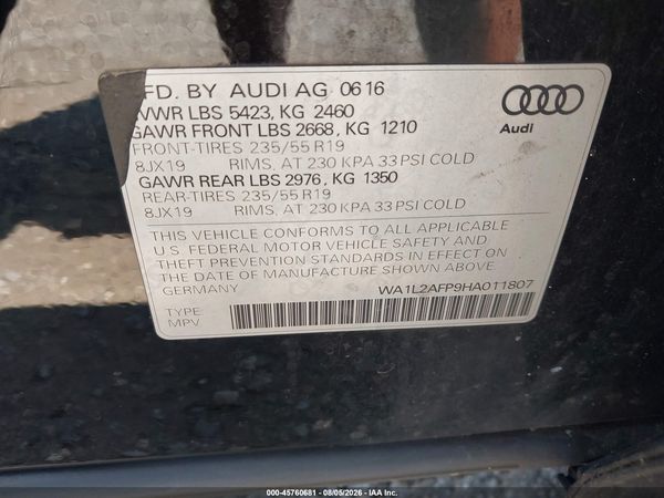 2017 AUDI Q5 2.0T PREMIUM