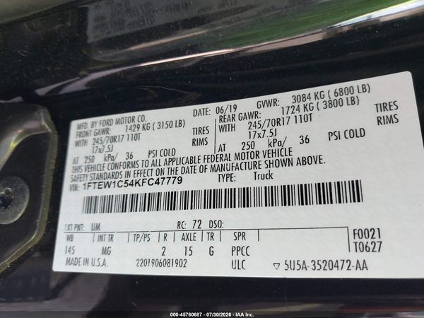 2019 FORD F-150 XLT