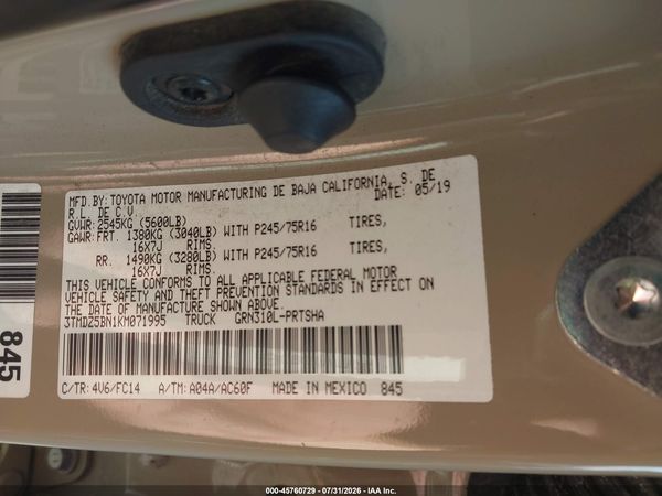 2019 TOYOTA TACOMA SR5 V6