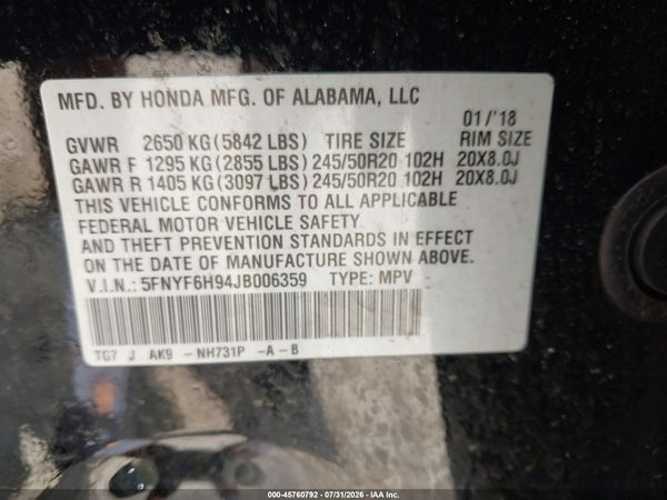 2018 HONDA PILOT TOURING