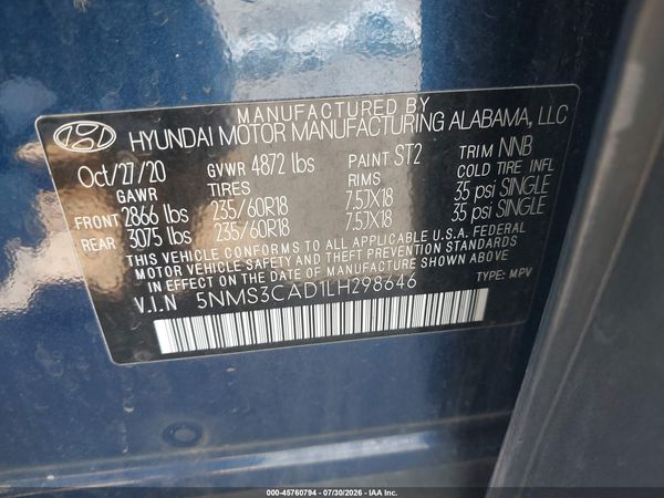 2020 HYUNDAI SANTA FE SEL