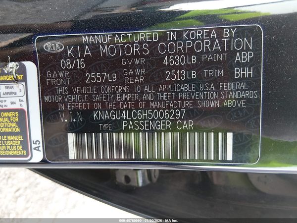 2017 KIA OPTIMA HYBRID EX