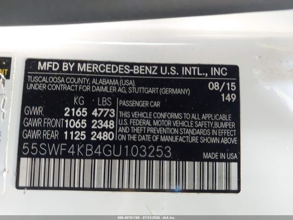 2016 MERCEDES-BENZ C 300 4MATIC