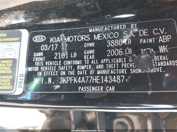 2017 KIA FORTE LX