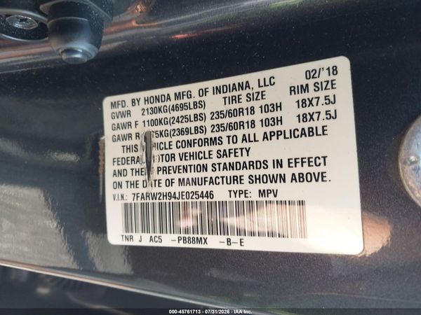 2018 HONDA CR-V TOURING