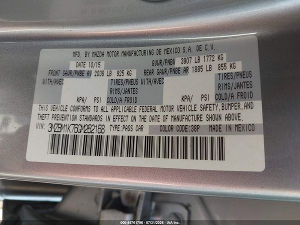 2016 MAZDA MAZDA3 I SPORT