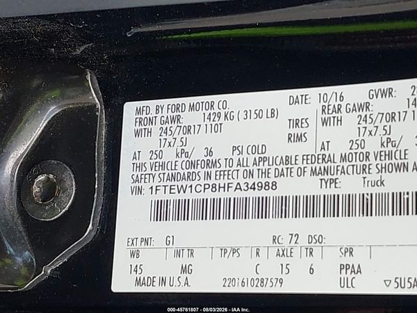 2017 FORD F-150 XLT