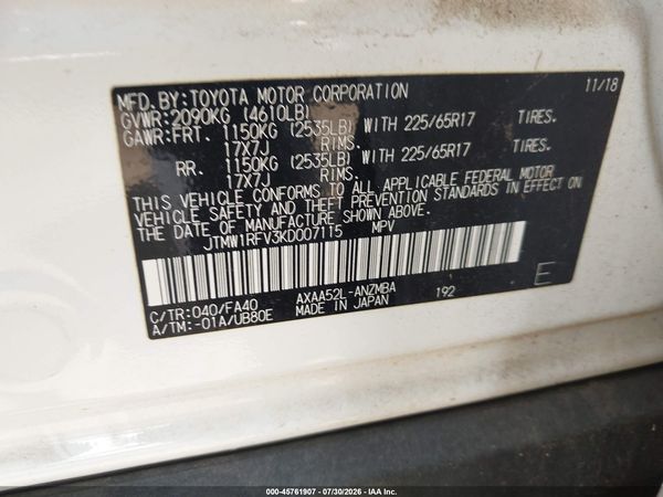 2019 TOYOTA RAV4 XLE